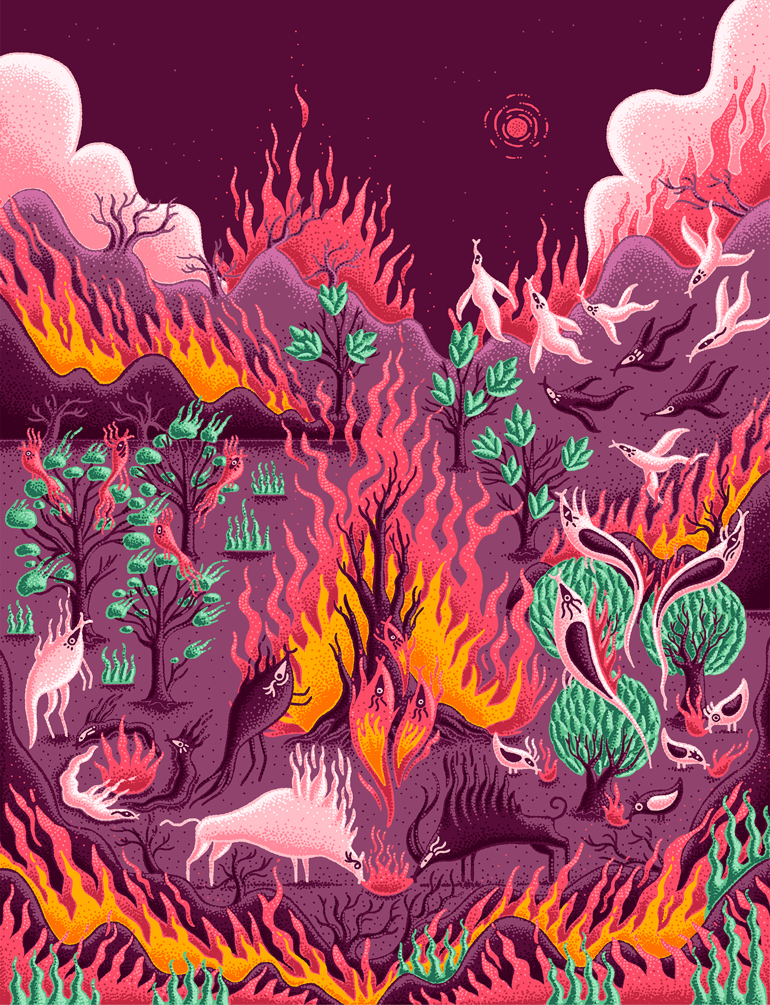 INFERNO 2d digital art digital brush digital painting illustration pointillism stipple