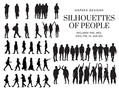 Silhouettes of People - PNG, JPEG, DWG, PSD, AI, and EPS adobe architecture art autocad blocks autocad file design graphic design illustration illustrator people silhouettes vector art vector graphics