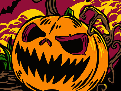The Halloween pumpkin illustration artwork dark design graphic design halloween illustration logo october poster print pumpkin scream sticker tshirt vector vintage