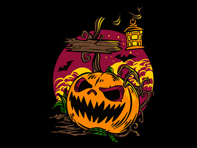The Halloween pumpkin illustration artwork dark design graphic design halloween illustration logo october poster print pumpkin scream sticker tshirt vector vintage