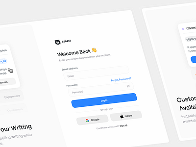 Bearly - Log in Page 2fa ai chatgpt create account dashboard interface log in login onboarding otp sign in sign up signin signup ui ui design user interface ux ux design verification