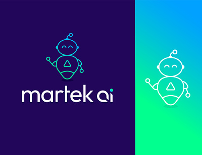 MarTek AI - Marketing Technology AI Bot Logo Design #2 abstract ai ai logo bot bot logo brand identity logo logo design modern robot robot logo