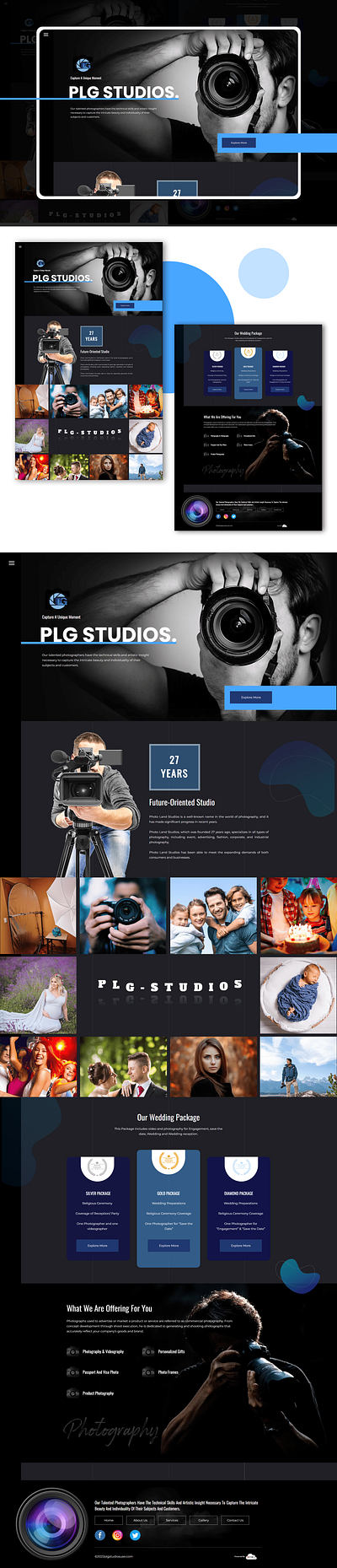 Photography website UI design figma photography photoshop responsive studio typography ui ui design uiux webdevelopement website websitebuilder