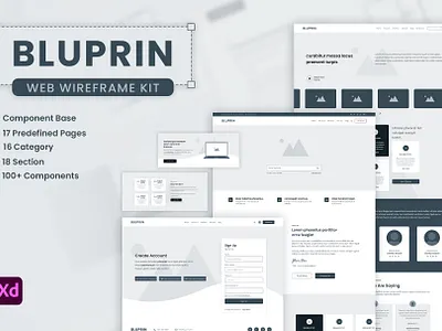 Bluprin – AdobeXD Web Wireframe Kit 3d app branding design graphic design illustration logo ui ux vector