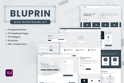 Bluprin – AdobeXD Web Wireframe Kit 3d app branding design graphic design illustration logo ui ux vector