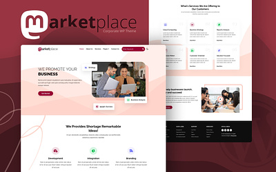 MarketPlace a WordPress Theme for Corporate Business branding design graphic design illustration logo template ui webdesign