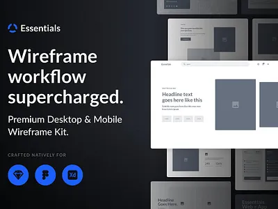 Essentials Wireframe Kit 3d app branding design graphic design illustration logo ui ux vector