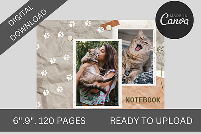 CAT THEMED KDP LINED PAPER INTERIOR+COVER, LOW CONTENT BOOK branding design graphic design illustration kindle direct pub logo typography ui ux vector