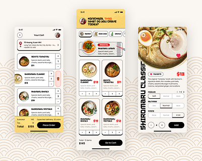 Ramen app design app design figma food neubrutalism ramen ui uxui