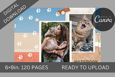 CAT THEMED KDP LINED PAPER INTERIOR+COVER, LOW CONTENT BOOK branding design graphic design illustration kindle direct pub logo typography ui ux vector