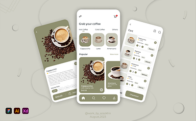 CafeQuest - Coffee App UI Design americano cappucino coffe designinteractiondesign espresso latte ui updates usercentereddesign ux