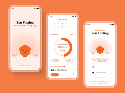 Design for ZenFasting | Intermittent Fasting Tracker App app design app ui fast tracker app fastic app fasting app illustration intermittent fasting app mobile app zero app