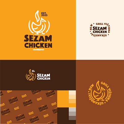Sezam Chicken animal bbq logo branding cafe chicken fastfood food logo foodbranding grill logo grilledchicken icon illustration logo restaurant takeaway vector