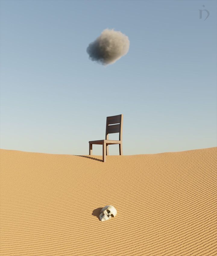 Pierre, feuille, Ciseaux. 3d blender chair graphic design minimaliste