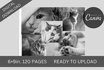 CAT THEMED KDP LINED PAPER INTERIOR+COVER, LOW CONTENT BOOK branding design graphic design illustration kindle direct pub logo typography ui ux vector