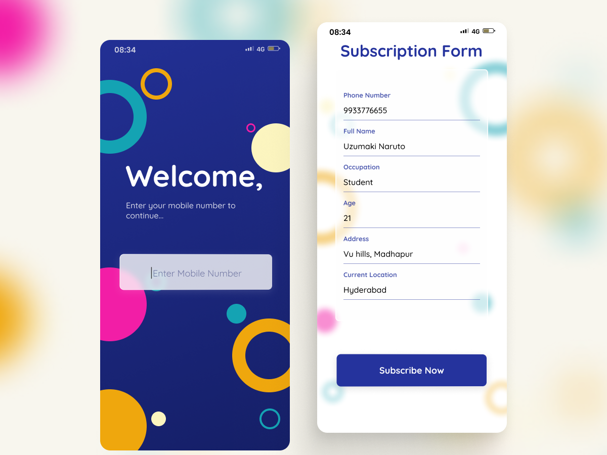 Subscription Form Mobile UI by Devasath on Dribbble