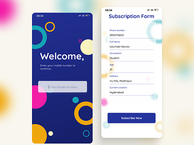 Subscription Form Mobile UI 3d animation app ui branding card design figma form glass effect home page design mobile ui subscription form ui welcome page