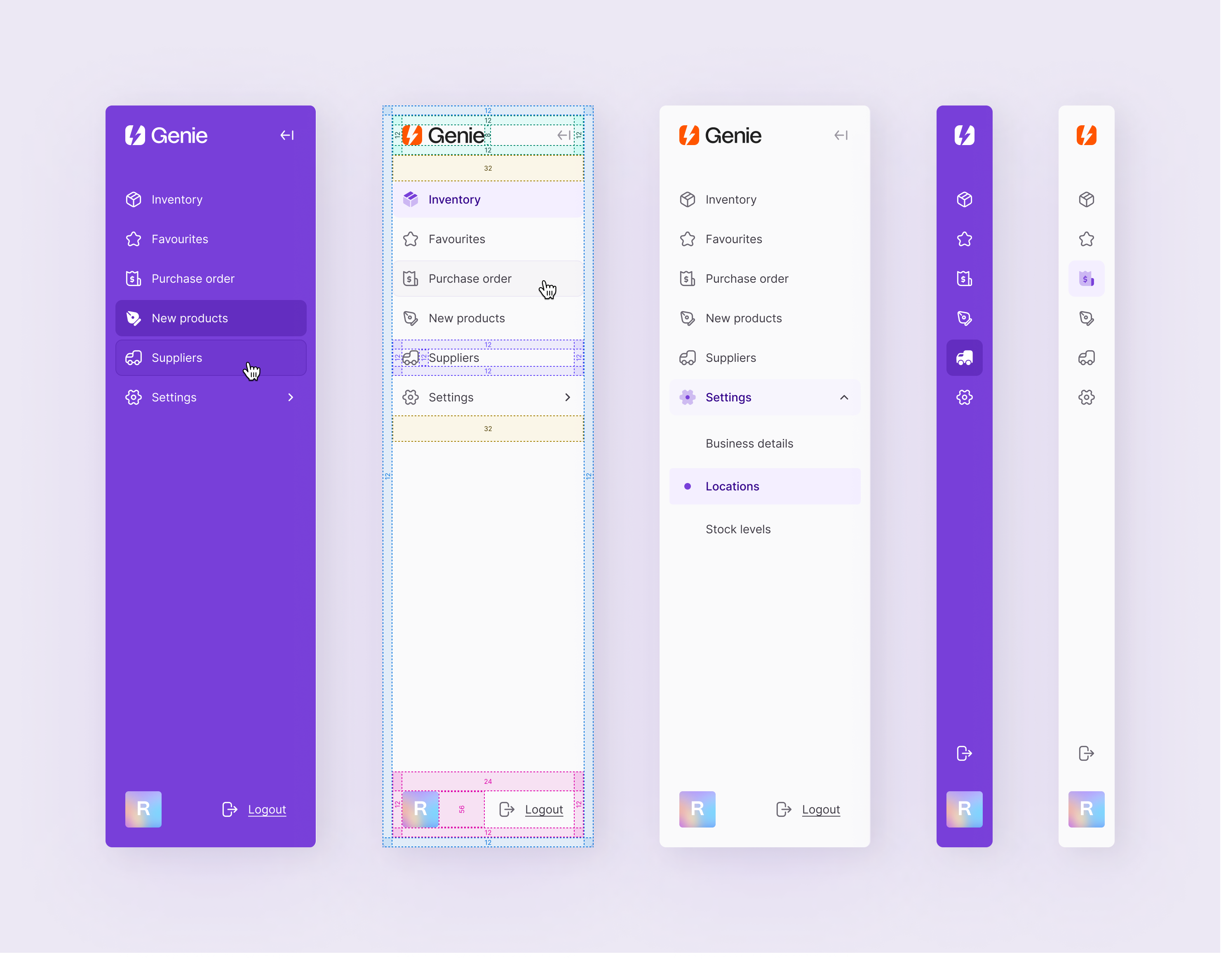 Genie Navigation concept // 04 dark mode ecommerce genie nav nav ux navigation sidebar sidebar navigation