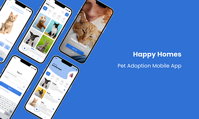 Happy Homes - Pet Adoption Mobile App app design figma minimal mobile ui ux