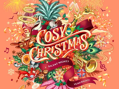 Christmas Campaign Artwork branding celebration christmas club custom art design digital lettering food illustration lettering party typography