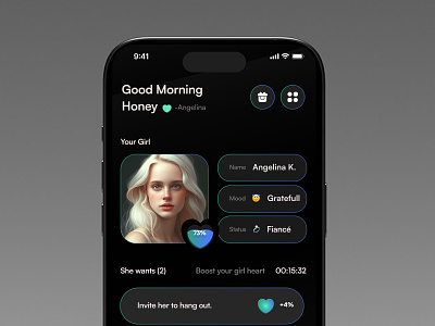 FutureWife - Virtual AI Asistant Mobile App ai ai assistant ai chat assitant chat chat gpt design design product future girl ai gradient message mobile ui ux virtual ai virtual reality