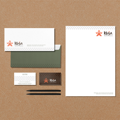 Kosa Brand Stationary design brand identity branding design graphic design logo pune stationary design vector veerendratikhe
