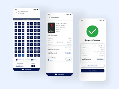 FilmTix - Cinema Ticket Buying Application app bioskop branding case study design film graphic design illustration logo mobile mobile app movie order payment success summary ui ui design uiux design ux