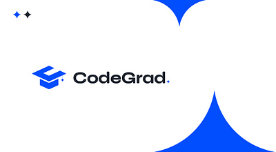 CodeGrad Logo blue branding business logo coding creative elegant flat hat logo minimal modern programming school simple tech technology timeless trendy unique versatile