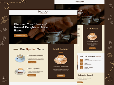 Coffee Café Email Newsletter app beans brown cafe coffee dark design email email design email newsletter figma graphic design landing page newsletter tea ui ux