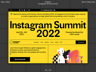 Instagram Summit 2022 homepage branding brutalist conference illustration landing site typography ui web website