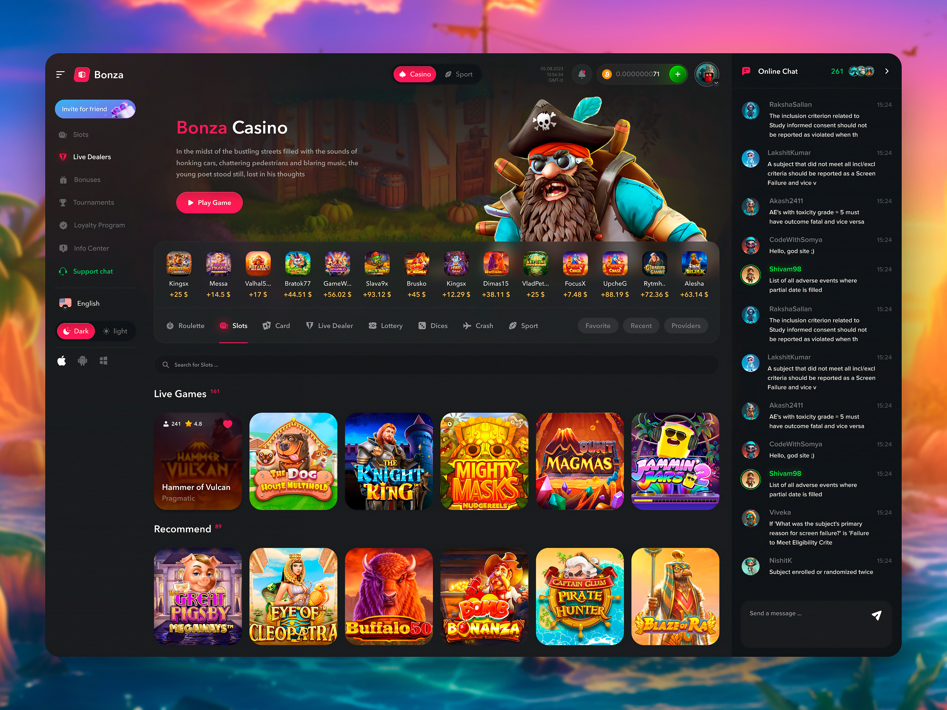 Example of Online Casino (Desktop + Mobile)