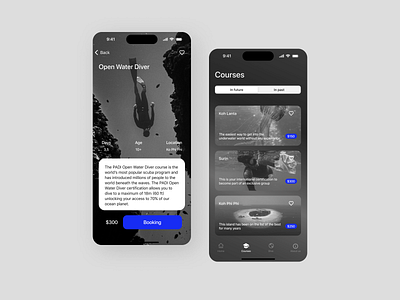 For diving center (Mobile App) app design dive diver diving ios mobile ui