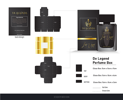De Legends Perfume Box Design box branding design graphic design illustration packaging perfume vector