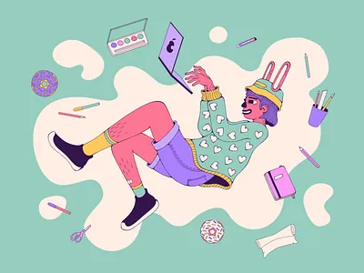 Series of illustrations animals app bright chancellery character creativity design fun human illustration multicoloured people profession project the creative process unusual work