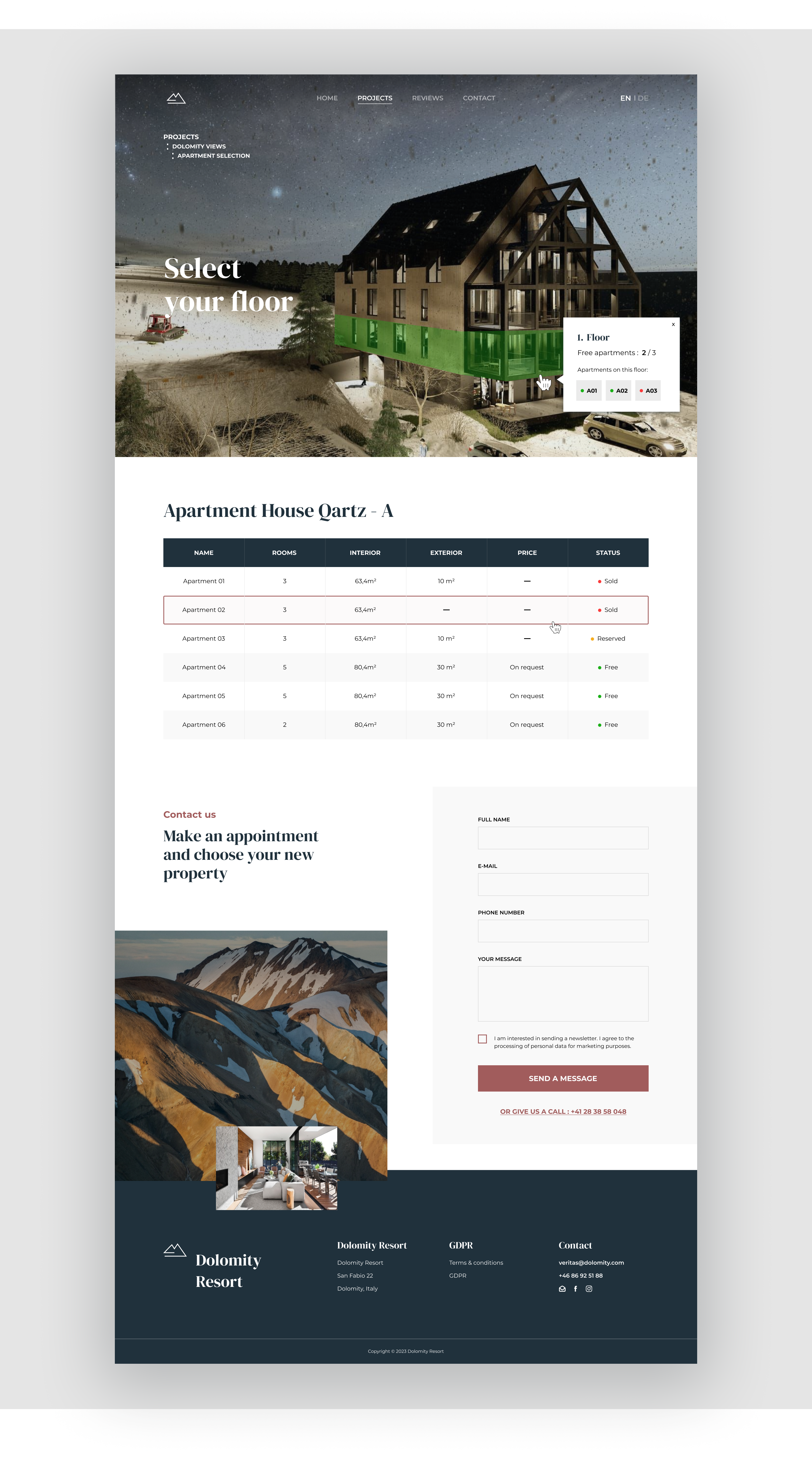 Dolomity mountain resort design figma for sale luxury product detail property real estate typography ui uxui web design
