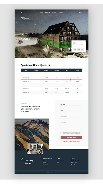 Dolomity mountain resort design figma for sale luxury product detail property real estate typography ui uxui web design