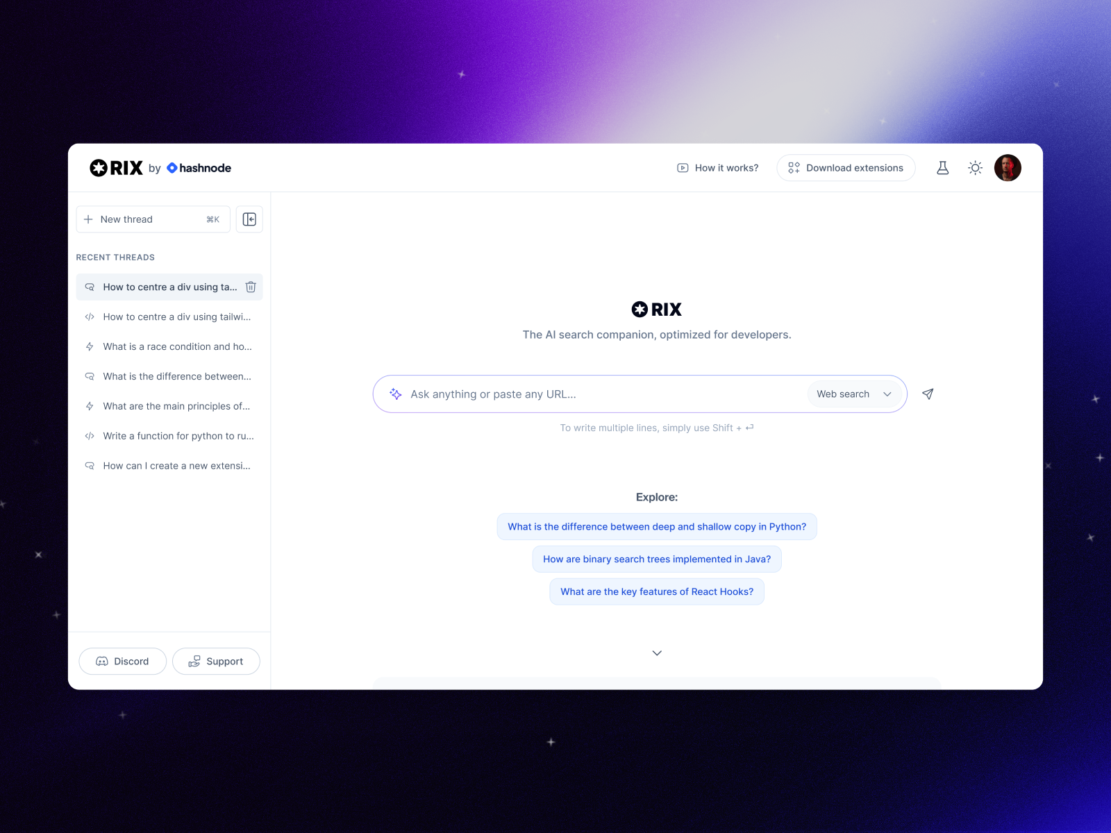 Rix - AI companion for developers ai ai assistant ai bot ai chatbot ai helper aibot app branding chat assistant chatbot code helper design developer graphic design illustration product design ui ux vector