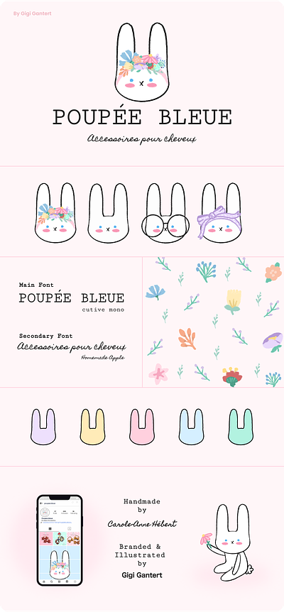 POUPÉE BLEUE branding children childrens brand graphic design illustration instagram design logo pastels visual brand
