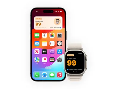 Air Quality Index - iPhone Widget & Apple Watch air quality apple watch inspiration iphone mobile app ui user interface ux watch os widget