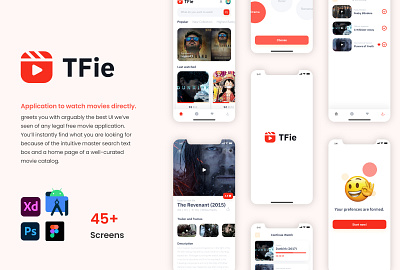 TFie Movie App app branding design graphic design illustration logo typography ui ux vector