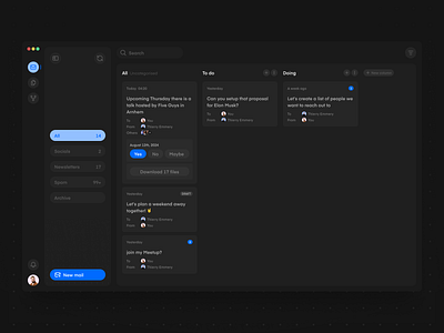 Mordon Redesign app dark dark mode dark ui email friendly colors interface mac ui