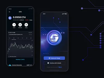 Blockchain / Mobile Wallet blockchain branding crypto defi design finance graphic design illustration interactive logo mobile nft ui uiux ux