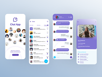 Messenger App android app chat chat app design graphic design message messenger purple ui