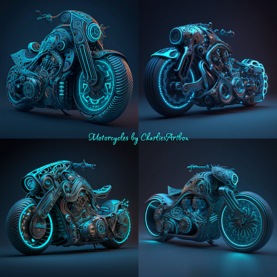 Motorcycles inspired by Tron futuristic futuristic motorbike hog motorbike roadster. speedster tron