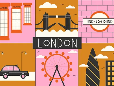 London | Poster concept design editorial graphic design illustration london london eye the gherkin the tube tower underground vector