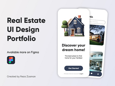 Real Estate UI Design app design figma home house icon illustration real estate ui white