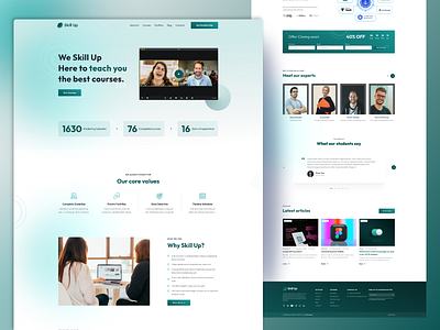 Skill Up - A Online Learning Platform course e learning edtech education elearning landing page learn skills learning website minimal online class online courses online skills skill development skill up skills sudying typography uiux web designer website