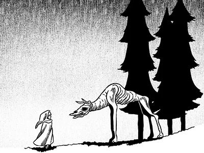 Big wolf animal blackandwhite bnw character characterdesign creature digital forest horror illustration lineart monochrome monster terror wolf woods