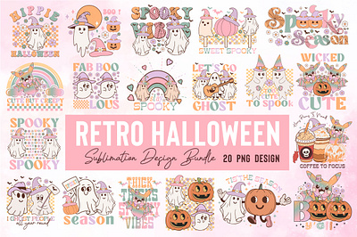 Retro Halloween Sublimation Bundle halloween bundle png