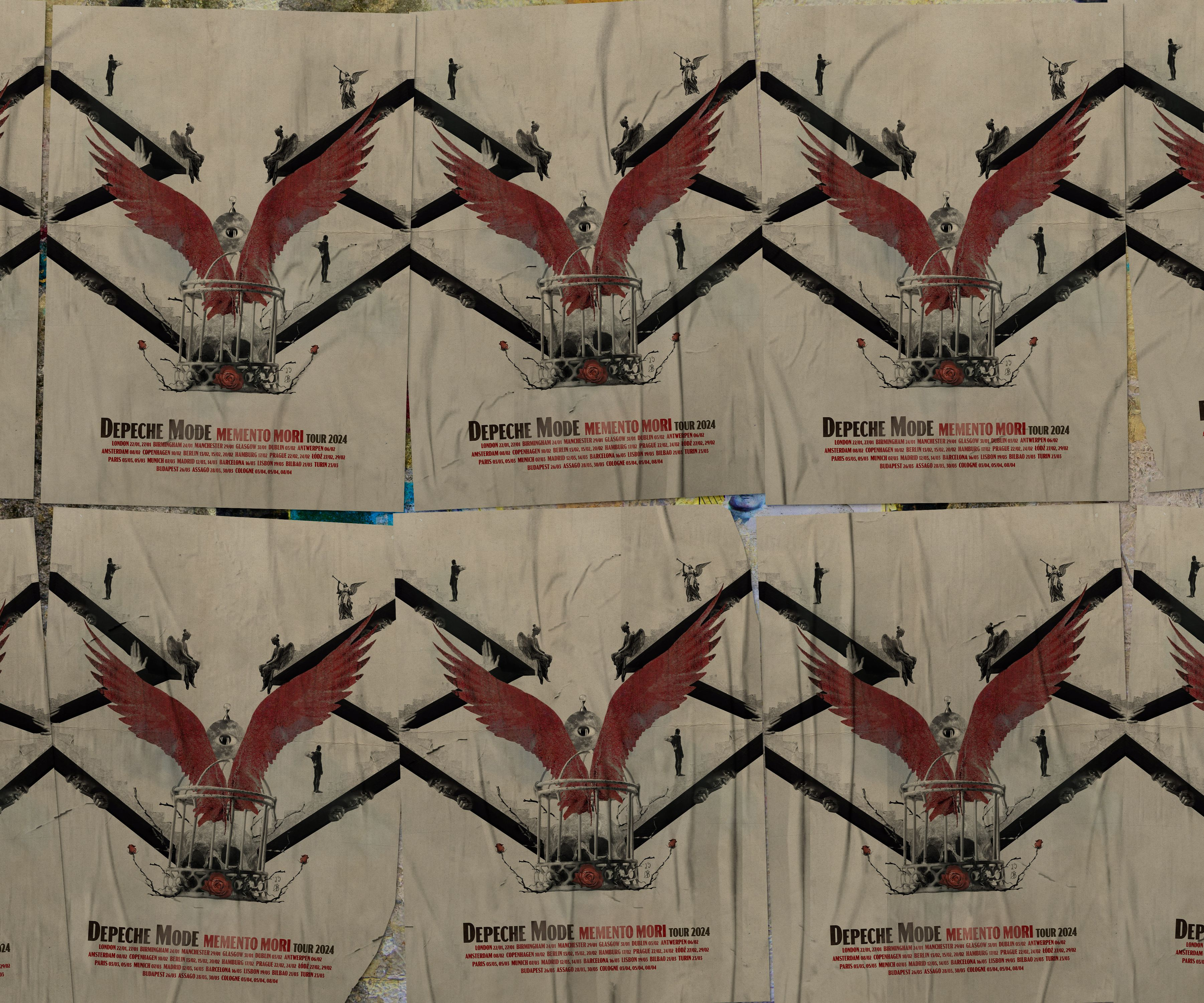 Depeche Mode Memento Mori 2024 tour poster collage concert poster depeche mode digital collage digital illustration gig poster music poster polish designer polski plakat poster